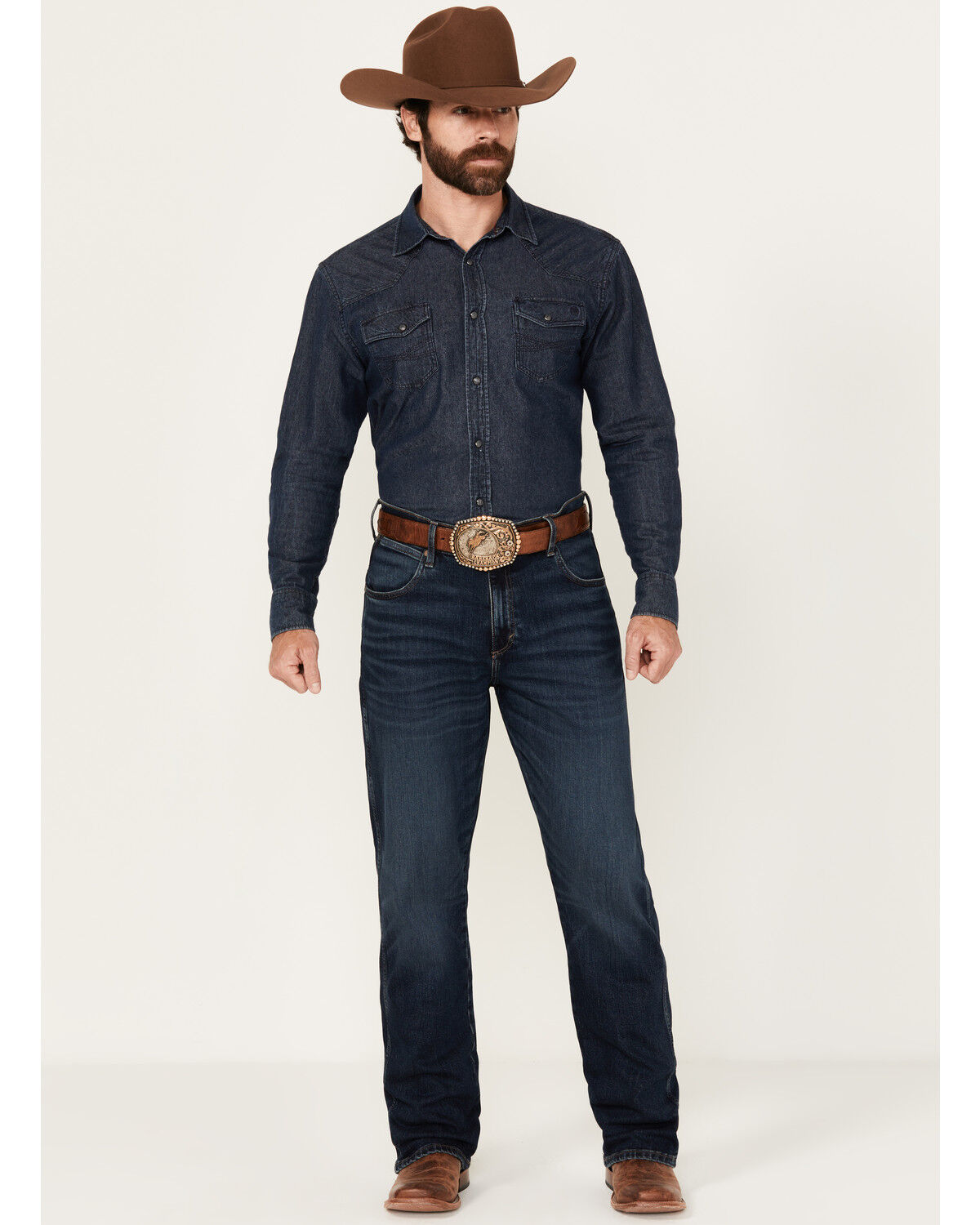 Image #1 - Wrangler Retro Men's Darren Dark Wash Relaxed Bootcut Stretch Denim Jeans - Long, Dark Wash, hi-res