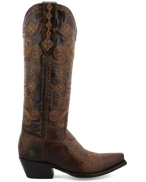 Black Star Women's Lockhart Embroidered Leather Western Boot - Snip Toe , Brown, hi-res