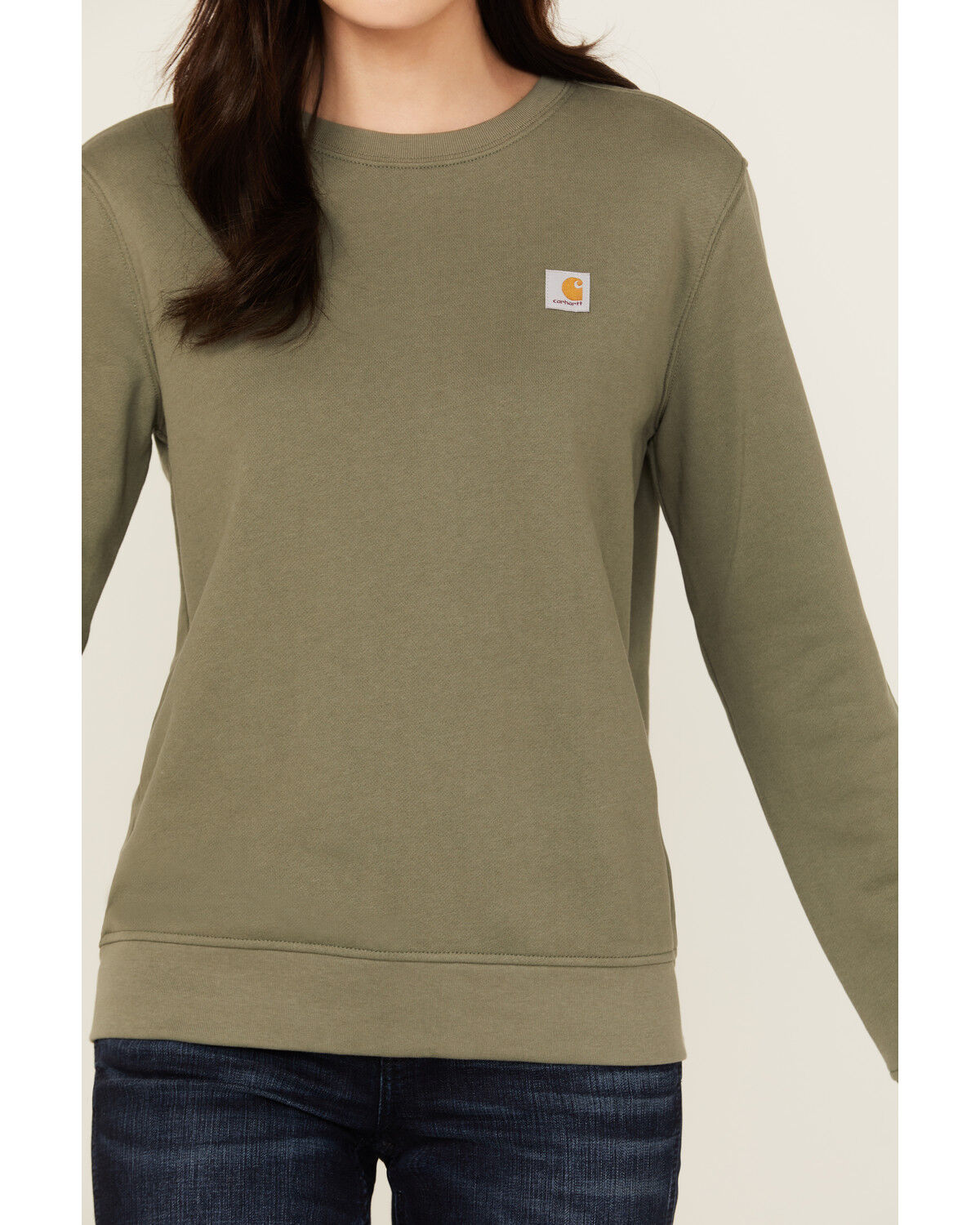 Image #3 - Carhartt Women's Relaxed Fit Midweight Crewneck Sweatshirt, Olive, hi-res