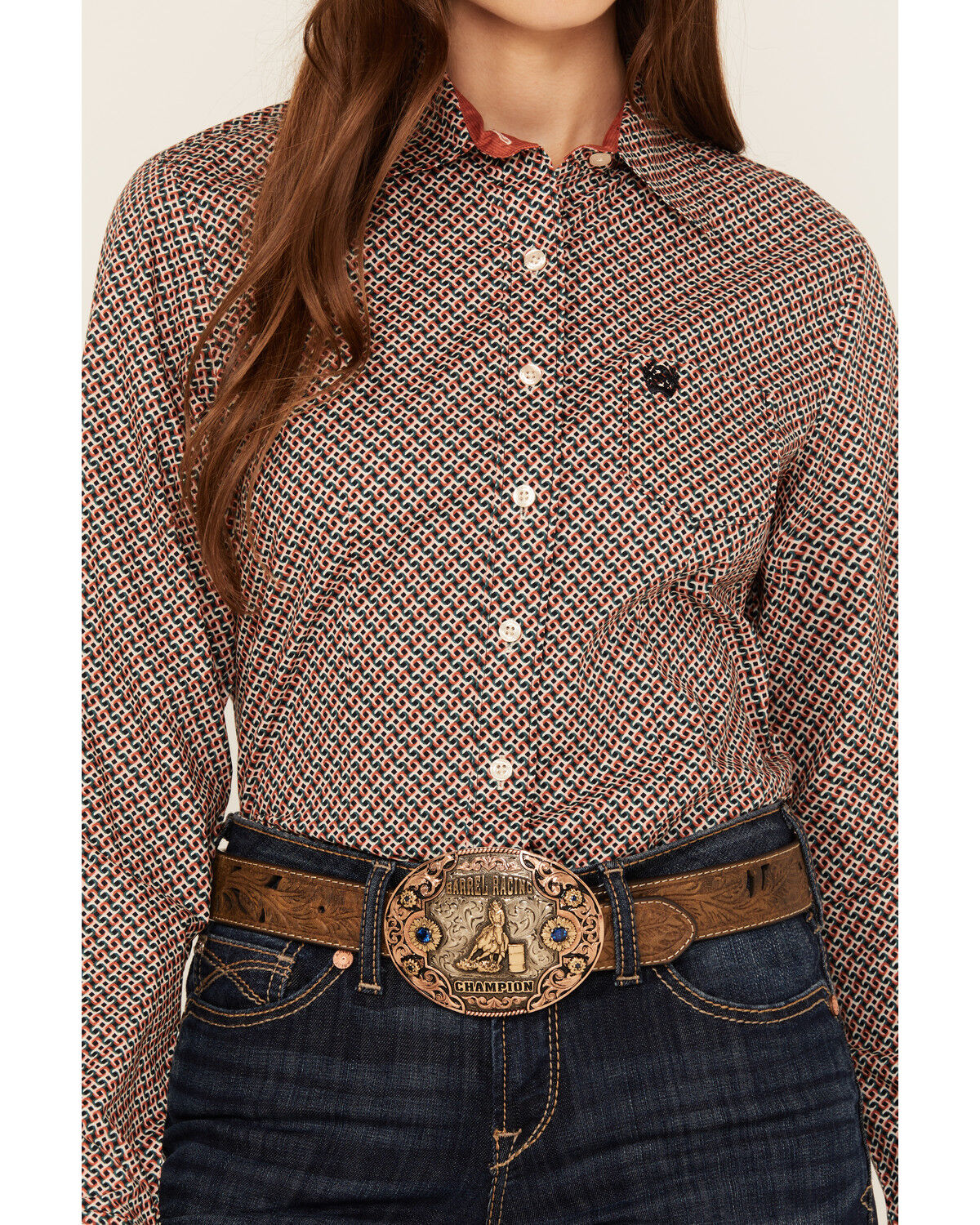 Image #3 - Cinch Women's Geo Print Long Sleeve Button-Down Western Shirt, Multi, hi-res