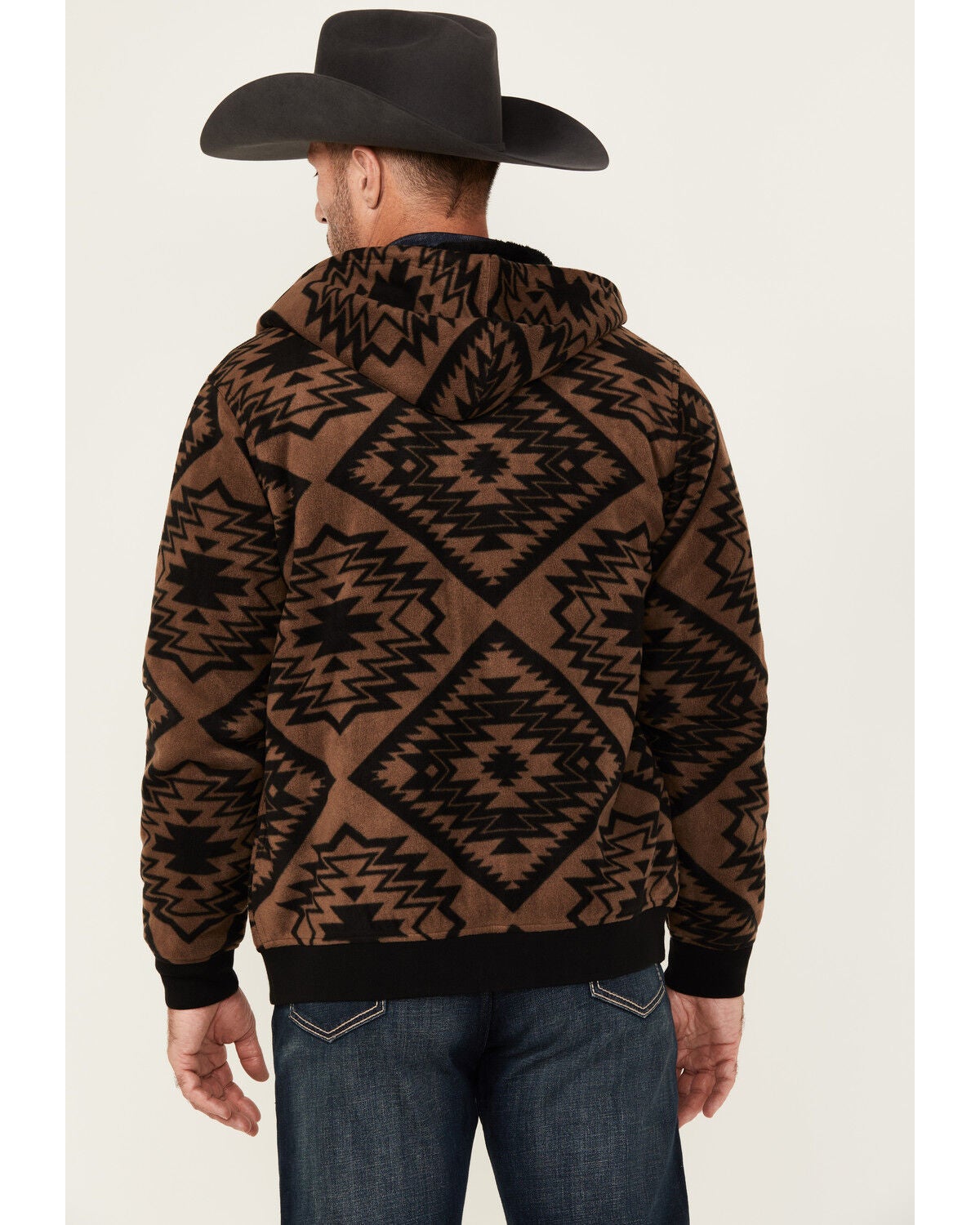 Image #4 - Cody James Men's Basin Southwestern Print Fleece Hooded Jacket, Brown, hi-res