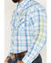 Image #3 - Wrangler Men's Logo Plaid Print Long Sleeve Western Snap Shirt, Light Blue, hi-res