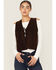 Image #1 - Shyanne Women's Suede Tie Front Knit Fashion Vest, Chocolate, hi-res
