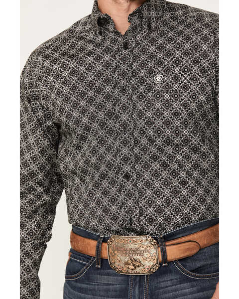 Image #3 - Ariat Men's Wyatt Stretch Classic Fit Long Sleeve Button-Down Western Shirt, Charcoal, hi-res
