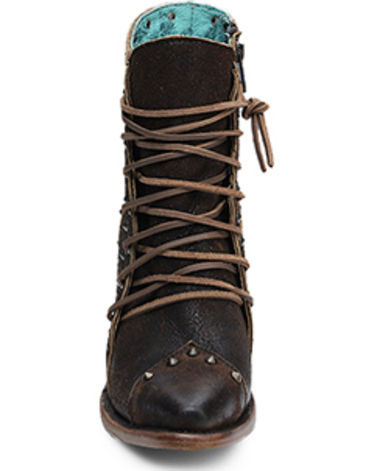 Image #3 - Corral Women's Studded Lace-Up Fashion Boots - Snip Toe, Brown, hi-res