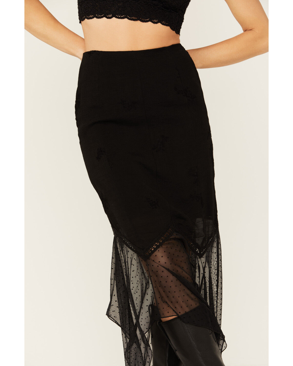 Image #2 - Wild Moss Women's Jacquard Lace Skirt, Black, hi-res