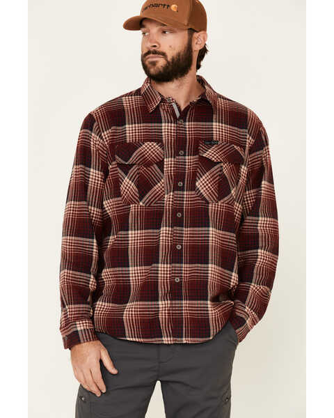 Image #1 - ATG™ by Wrangler Men's All Terrain Men's Coffee Plaid Thermal Lined Long Sleeve Western Flannel Shirt - Big & Tall, , hi-res