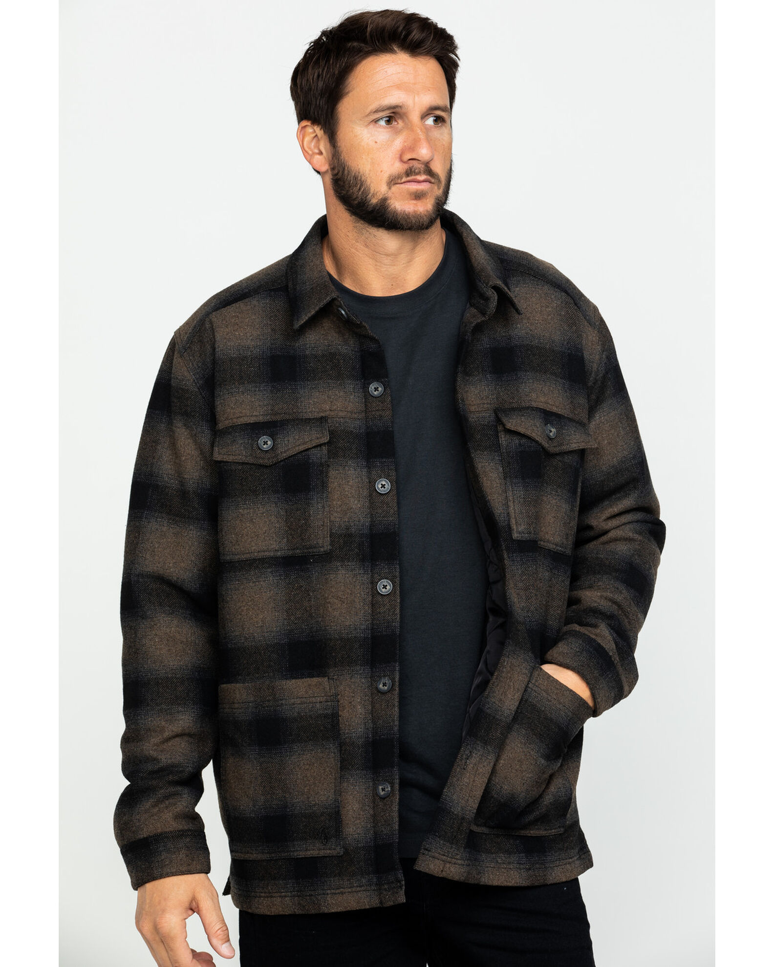 Moonshine Spirit Men s Wylder Wool Ombre Plaid Pea Coat Sheplers