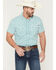 Image #1 - Rock & Roll Denim Men's TEK Core Southwestern Striped Short Sleeve Stretch Western Shirt, Turquoise, hi-res