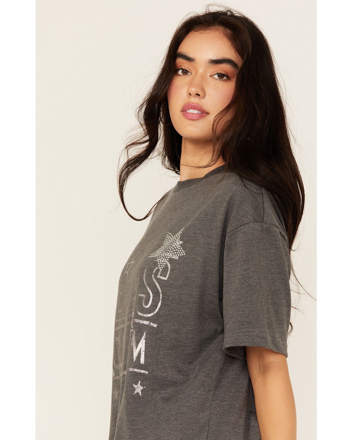Image #2 - Youth in Revolt Women's Texas Hold Em Rhinestone Short Sleeve Graphic Tee, Black, hi-res