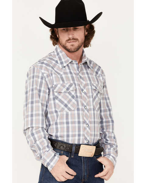 Image #2 - Wrangler 20X Men's Competition Advanced Comfort Small Plaid Print Long Sleeve Snap Shirt , Grey, hi-res