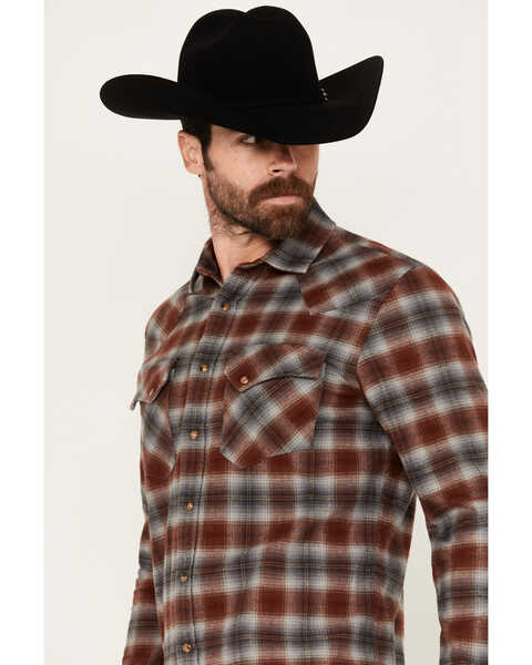 Image #2 - Pendleton Men's Wyatt Plaid Print Long Sleeve Snap Western Flannel Shirt, Charcoal, hi-res