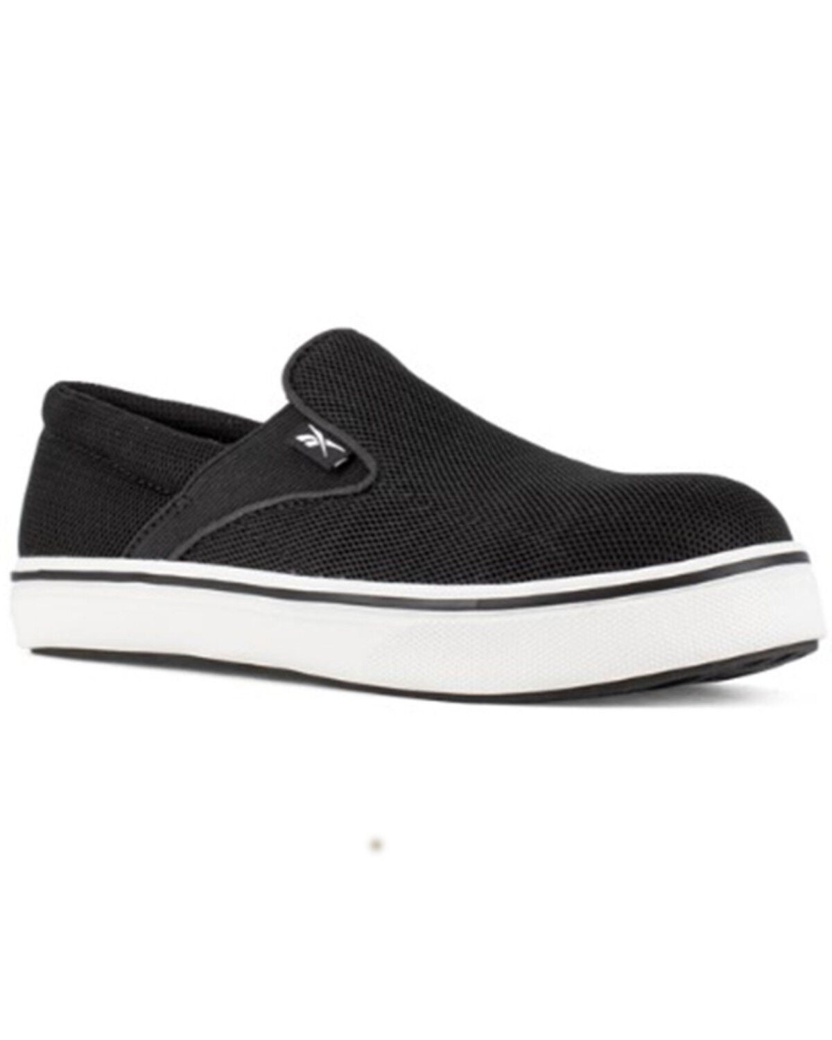 Reebok Women's Comfortie Slip-On Casual Work Shoes - Steel Toe, Black/white, hi-res