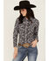 Image #2 - Cowgirl Hardware Women's Paisley Print Long Sleeve Snap Western Shirt , Black, hi-res