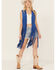 Image #1 - Fornia Women's Suede Fringe Vest , Blue, hi-res