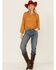 Image #4 - Wild Moss Women's Ruffle Neck Peasant Blouse, Mustard, hi-res