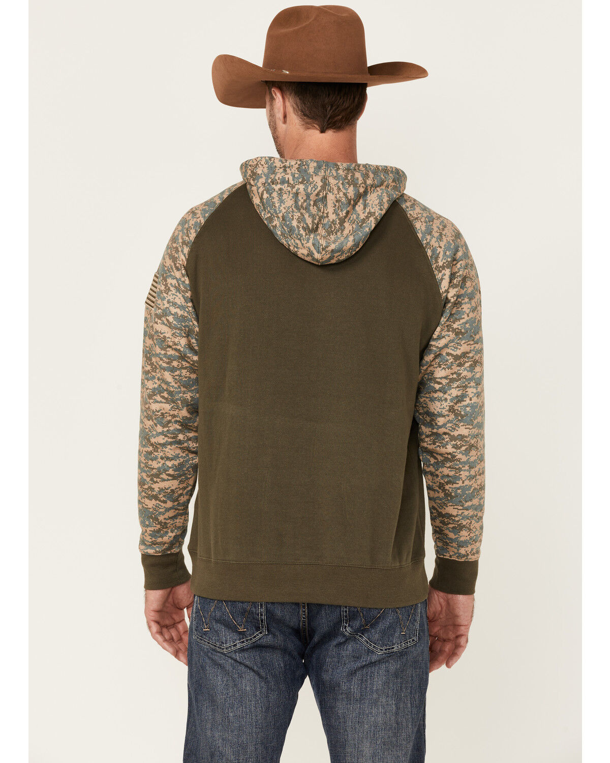 Image #4 - Ariat Men's Camo Patriot Hooded Sweatshirt, Green, hi-res