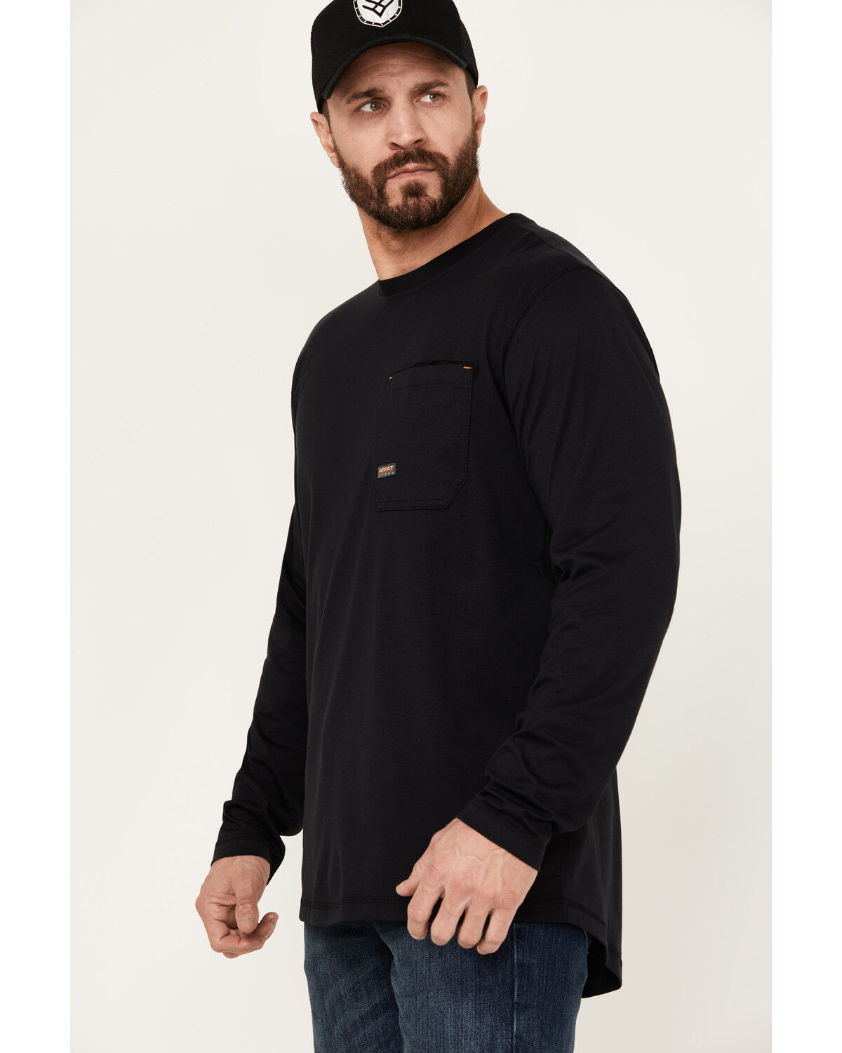 Image #4 - Ariat Men's Rebar Workman Chrome Moto Eagle Long Sleeve Graphic Work T-Shirt, Black, hi-res