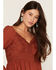 Image #2 - Shyanne Women's Crochet Lace Long Sleeve Shirt, Brick Red, hi-res