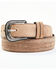 Moonshine Spirit Men's Brown Southwestern Stitched Leather Belt, Brown, hi-res