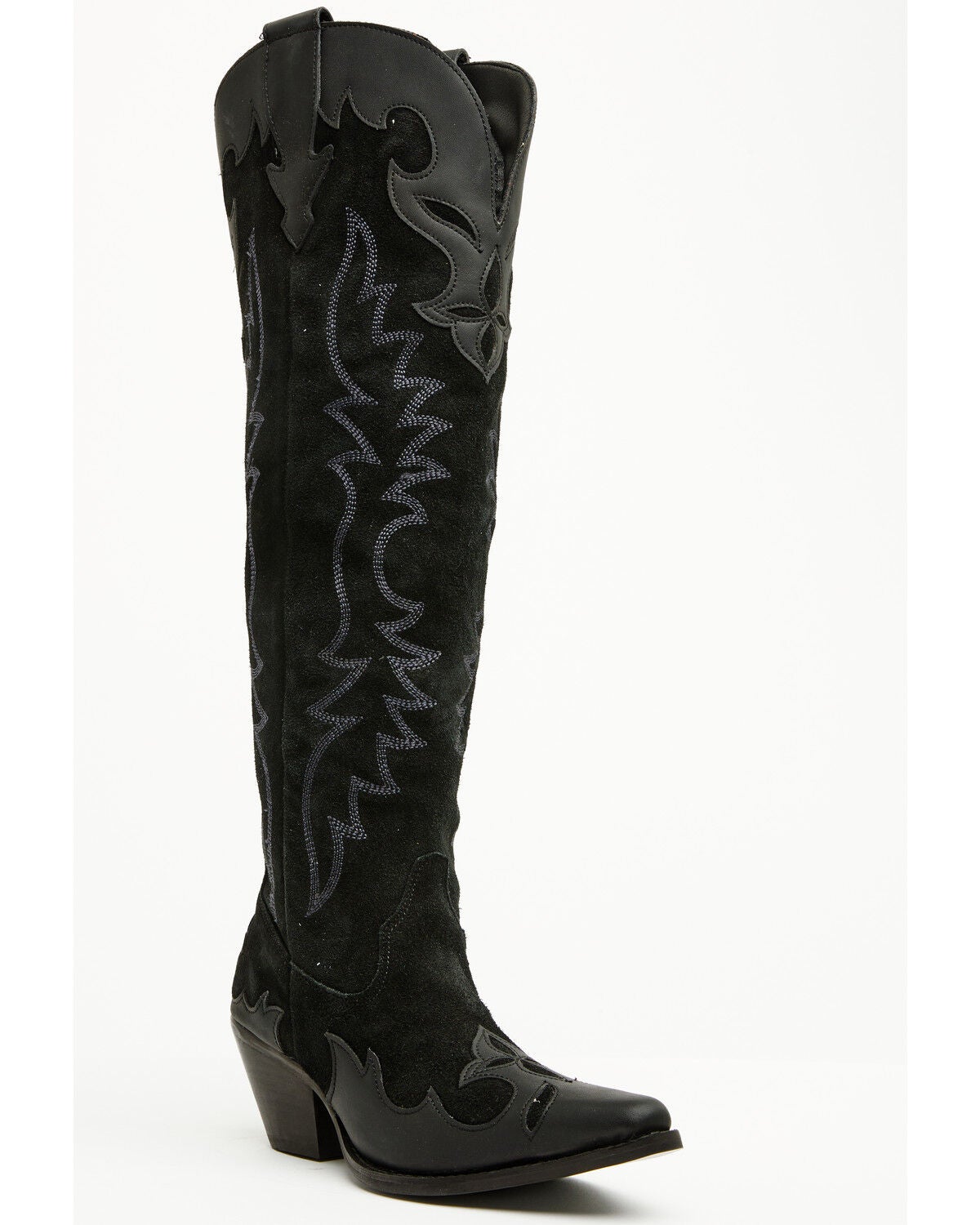 Dingo Women's Drama Queen Overlay Tall Western Boots - Round Toe, Black, hi-res