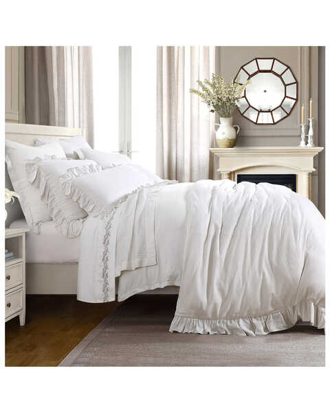 Image #1 - HiEnd Accents Lily Washed Linen Duvet - King, White, hi-res