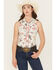 Image #1 - Rock & Roll Denim Women's Western Conversation Print Sleeveless Snap Western Shirt, Natural, hi-res