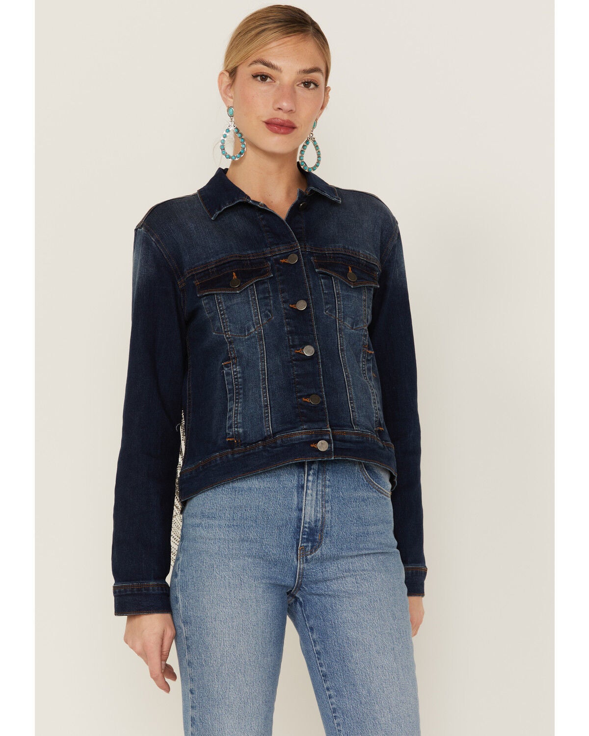 Rhinestone Fringe Denim Jacket | Sheplers