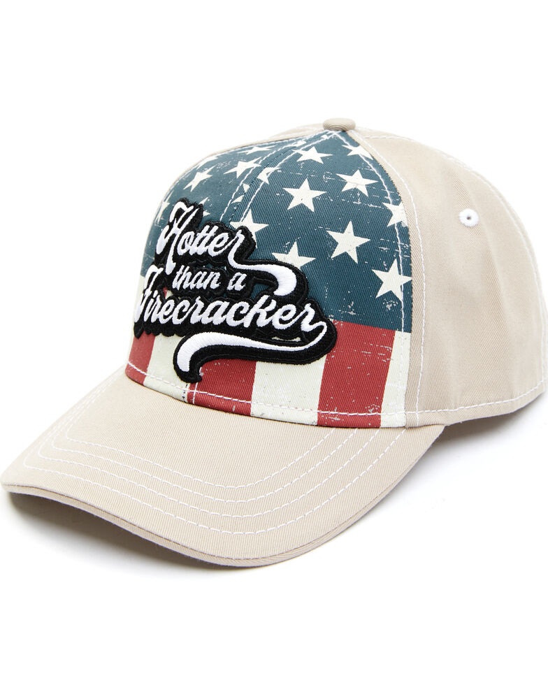 Shyanne Women's Hotter Than a Firecracker Stars & Stripes Graphic Ball Cap , Red/white/blue, hi-res