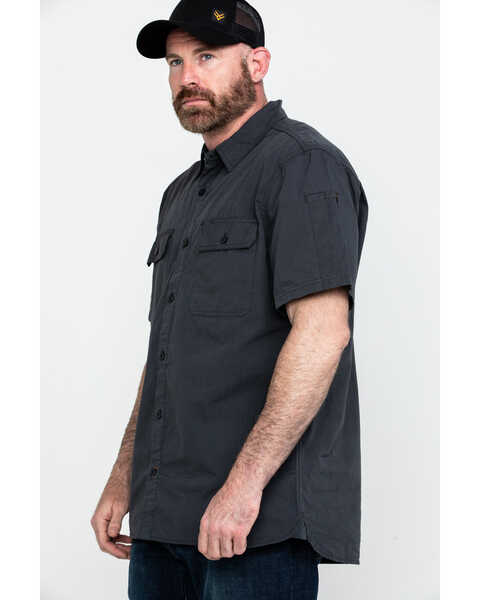 Image #3 - Hawx Men's Solid Yarn Dye Two Pocket Short Sleeve Work Shirt , Charcoal, hi-res