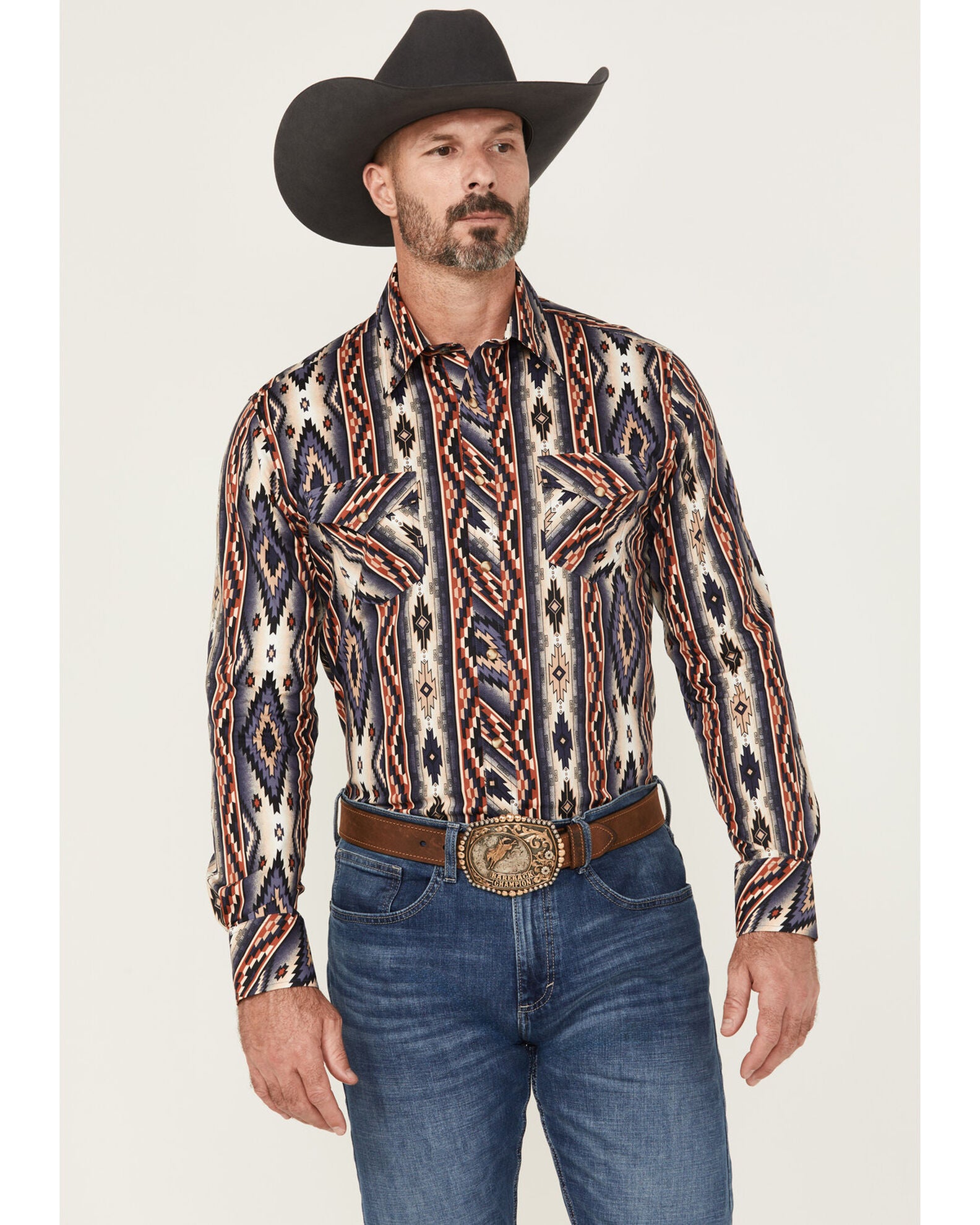 Chemise BKE Homme Coupe Slim - Plaid Bleu - Snap Western - Poches Stretch - Taille S
