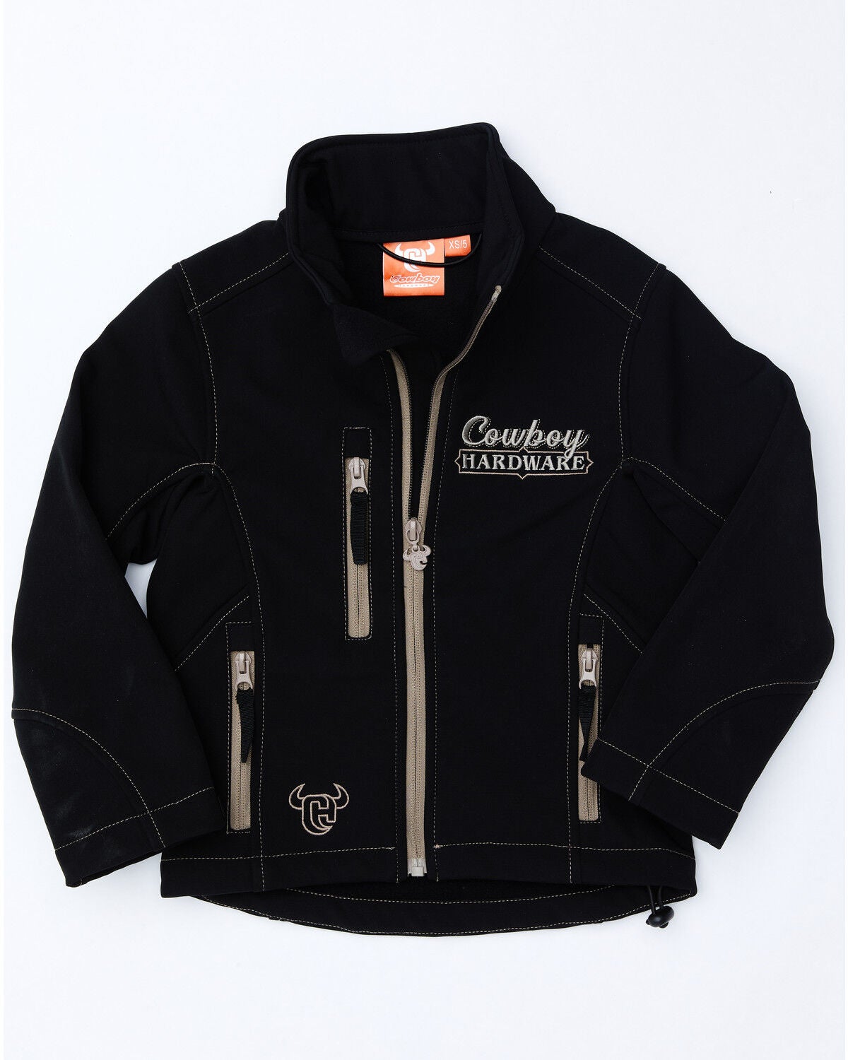 Image #1 - Cowboy Hardware Boys' Black Ride Hard Zip-Up Softshell Jacket , , hi-res