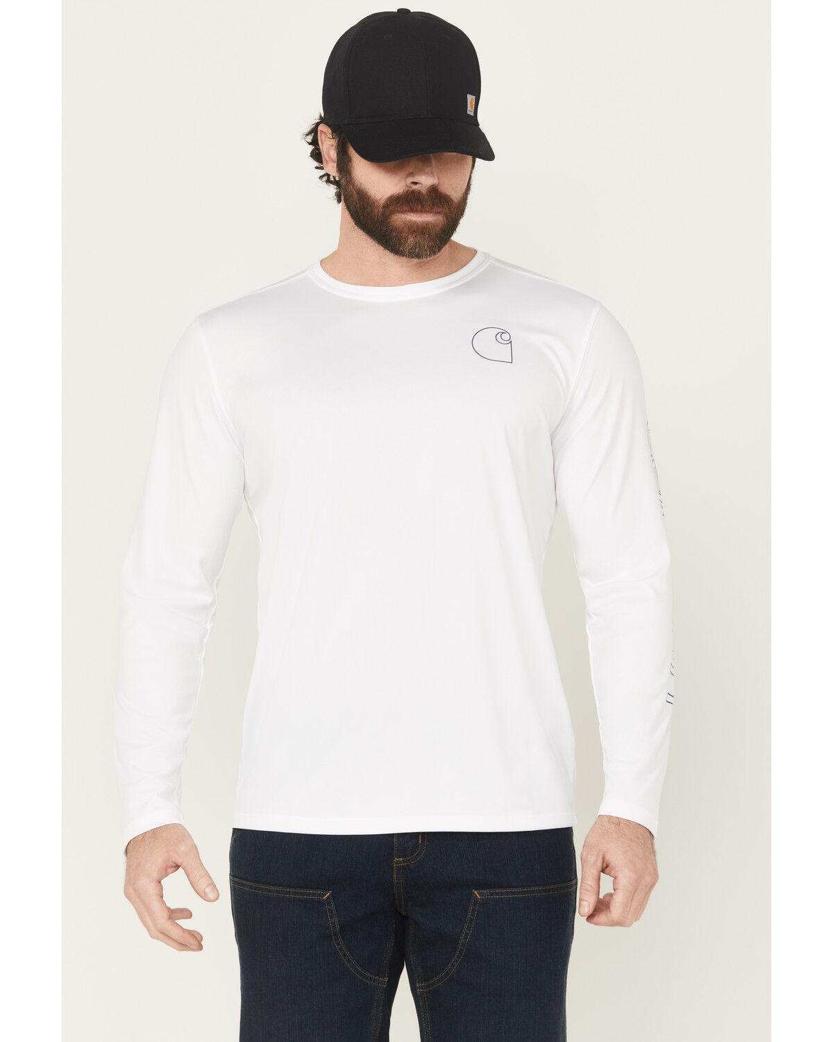 Image #1 - Carhartt Men's Force Sun Defender™ Lightweight Long Sleeve Graphic T-Shirt, Blue/white, hi-res