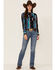 RANK 45® Women's Stipple Southwestern Long Sleeve Button-Down Western Riding Shirt, Turquoise, hi-res