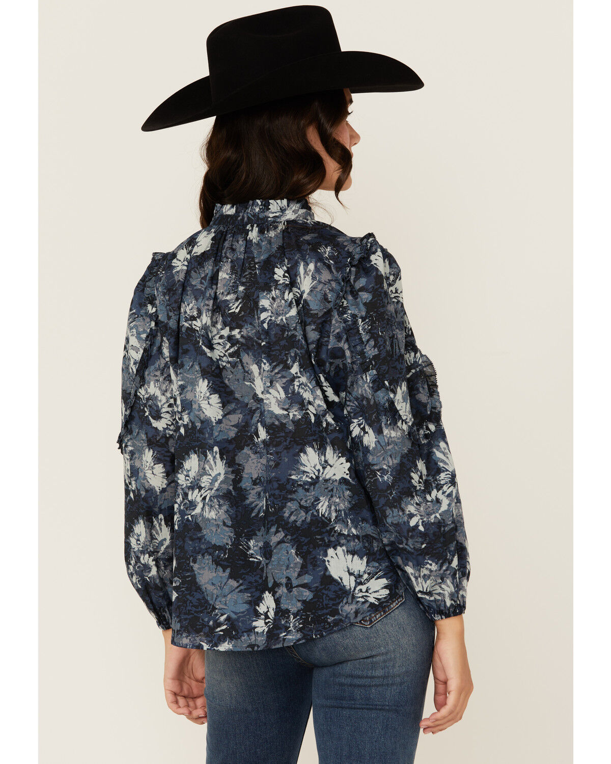 Image #4 - Revel Women's Floral Print 3/4 Sleeve Top, Blue, hi-res