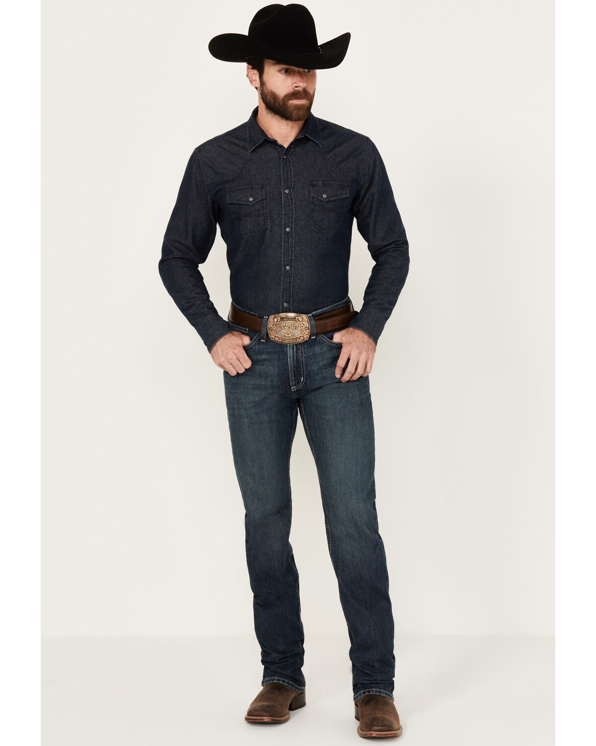Image #1 - Cinch Men's Silver Label Dark Stonewash Tint Slim Straight Rigid Denim Jeans, Dark Wash, hi-res