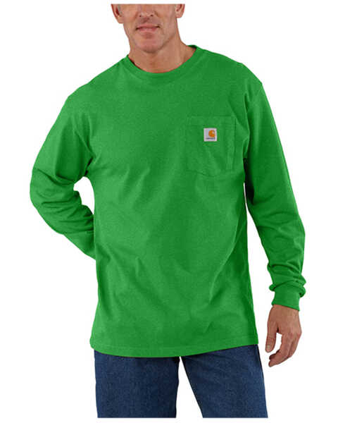 Image #1 - Carhartt Men's Loose Fit Heavyweight Long Sleeve Pocket Work T-Shirt, Loden, hi-res