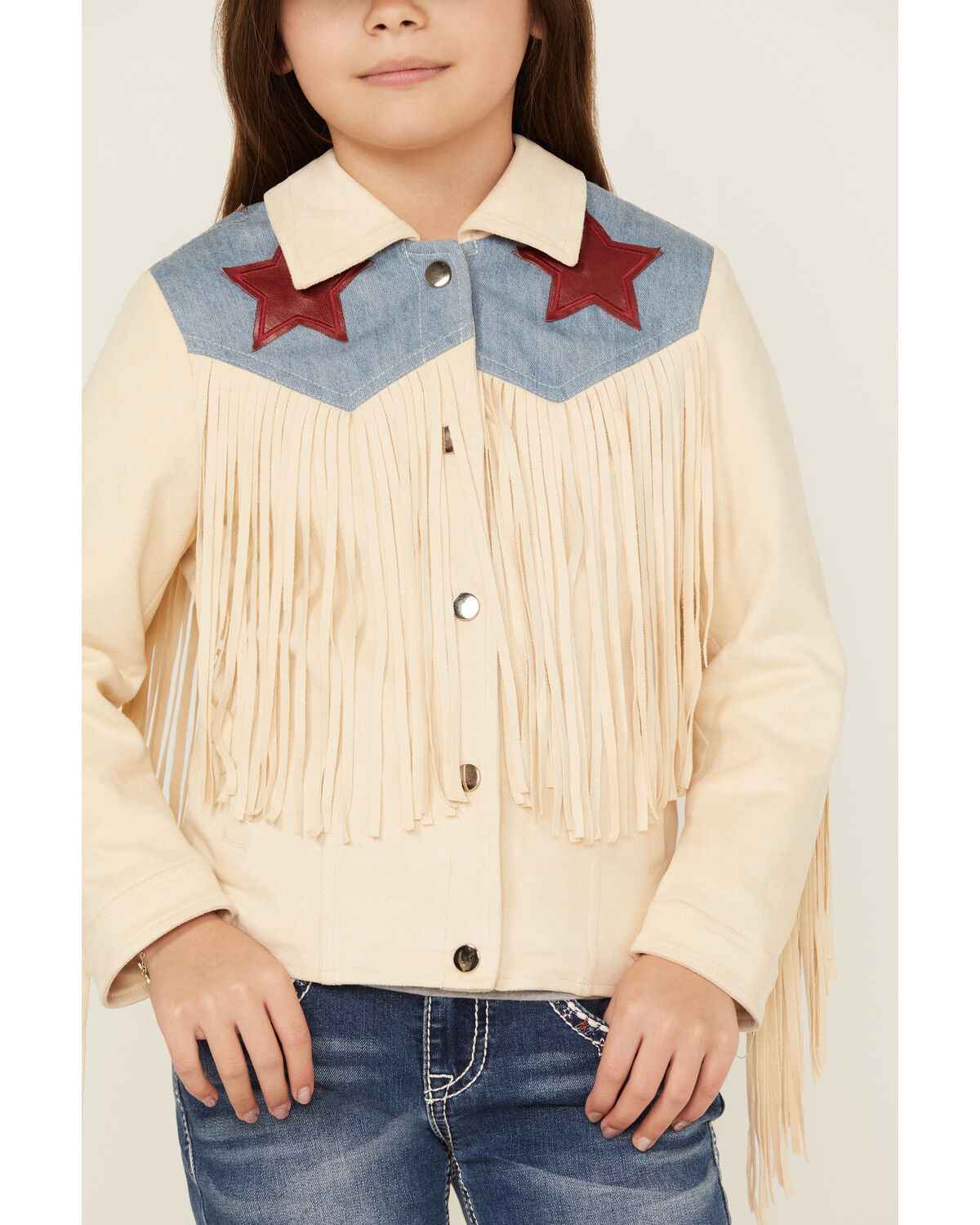 Image #3 - Fornia Girls' American Fringe Jacket, Cream, hi-res