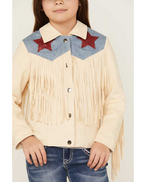 Image #3 - Fornia Girls' American Fringe Jacket , Cream, hi-res