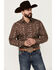 Image #1 - Ely Walker Men's Floral Striped Long Sleeve Pearl Snap Western Shirt , Brown, hi-res