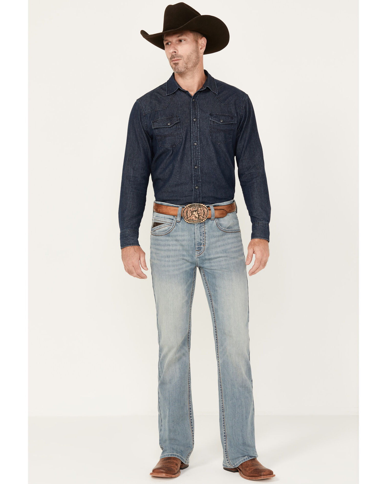 RANK 45 Men's Scoreline 4-Way Performance Stretch Slim Fit Bootcut Jeans |  Sheplers