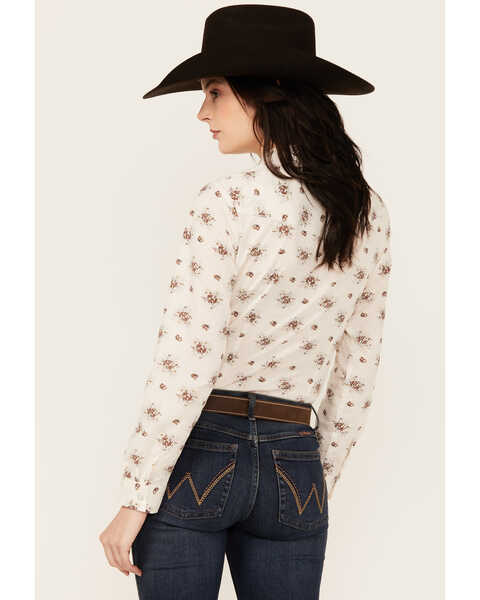 Image #4 - Roper Women's Floral Print Long Sleeve Snap Western Shirt , Cream, hi-res