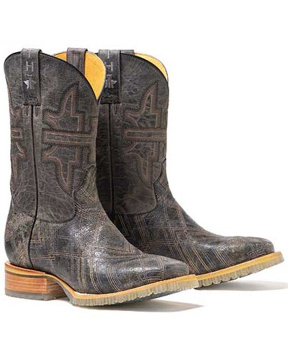 Image #1 - Tin Haul Men's Laditudes Team Rodeo Sole Western Boots - Broad Square Toe, Black, hi-res