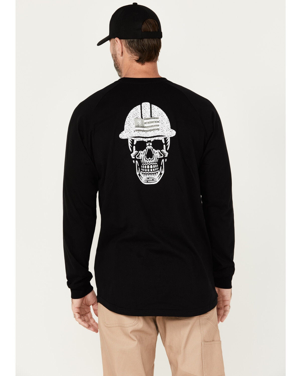 Ariat Men's Black Rebar Workman Back Graphic Long Sleeve Work Pocket T-Shirt, Black, hi-res