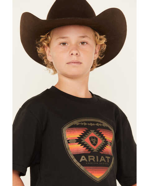 Image #2 - Ariat Boys' Boot Barn Exclusive Geo Logo Short Sleeve Graphic T-Shirt , Black, hi-res