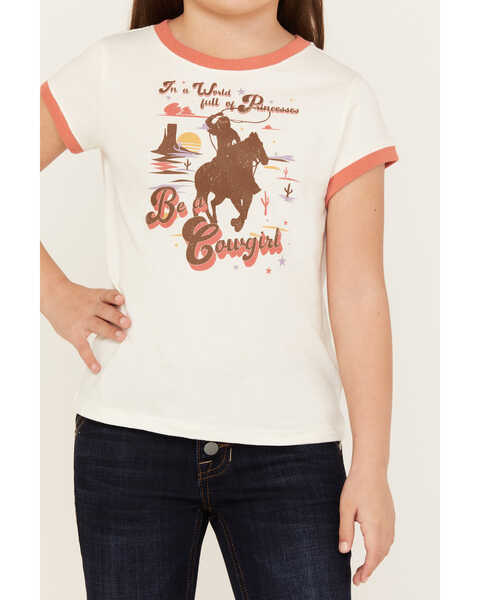 Image #3 - Shyanne Girls' Be A Cowgirl Short Sleeve Graphic Tee, Ivory, hi-res
