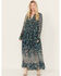 Free People Women's See It Through Floral Long Sleeve Maxi Dress, Blue, hi-res