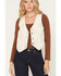 Image #2 - Mystree Women's Corduroy Floral Embroidered Vest, Ivory, hi-res