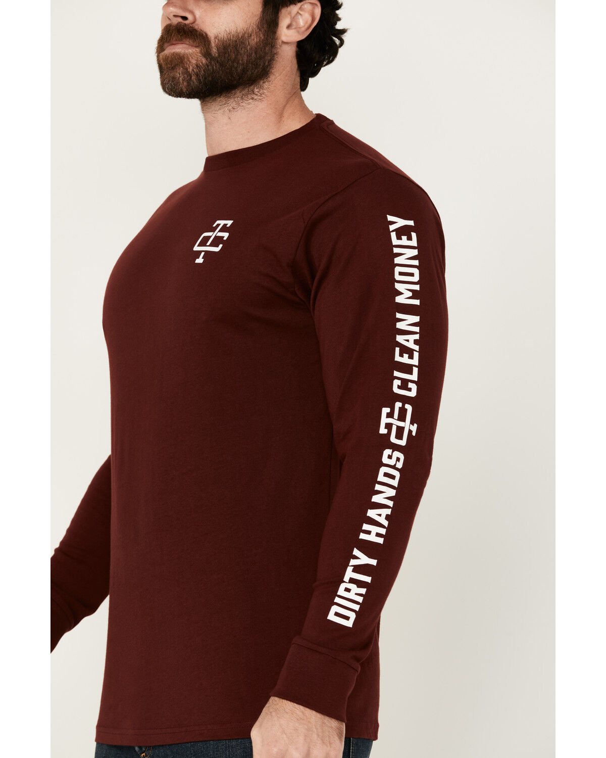 Image #3 - Troll Co Men's Grit Logo Long Sleeve Graphic Shirt, Maroon, hi-res
