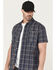 Image #2 - Lucky Brand Workwear Men's Plaid Print Short Sleeve Button-Down Work Shirt, Blue, hi-res